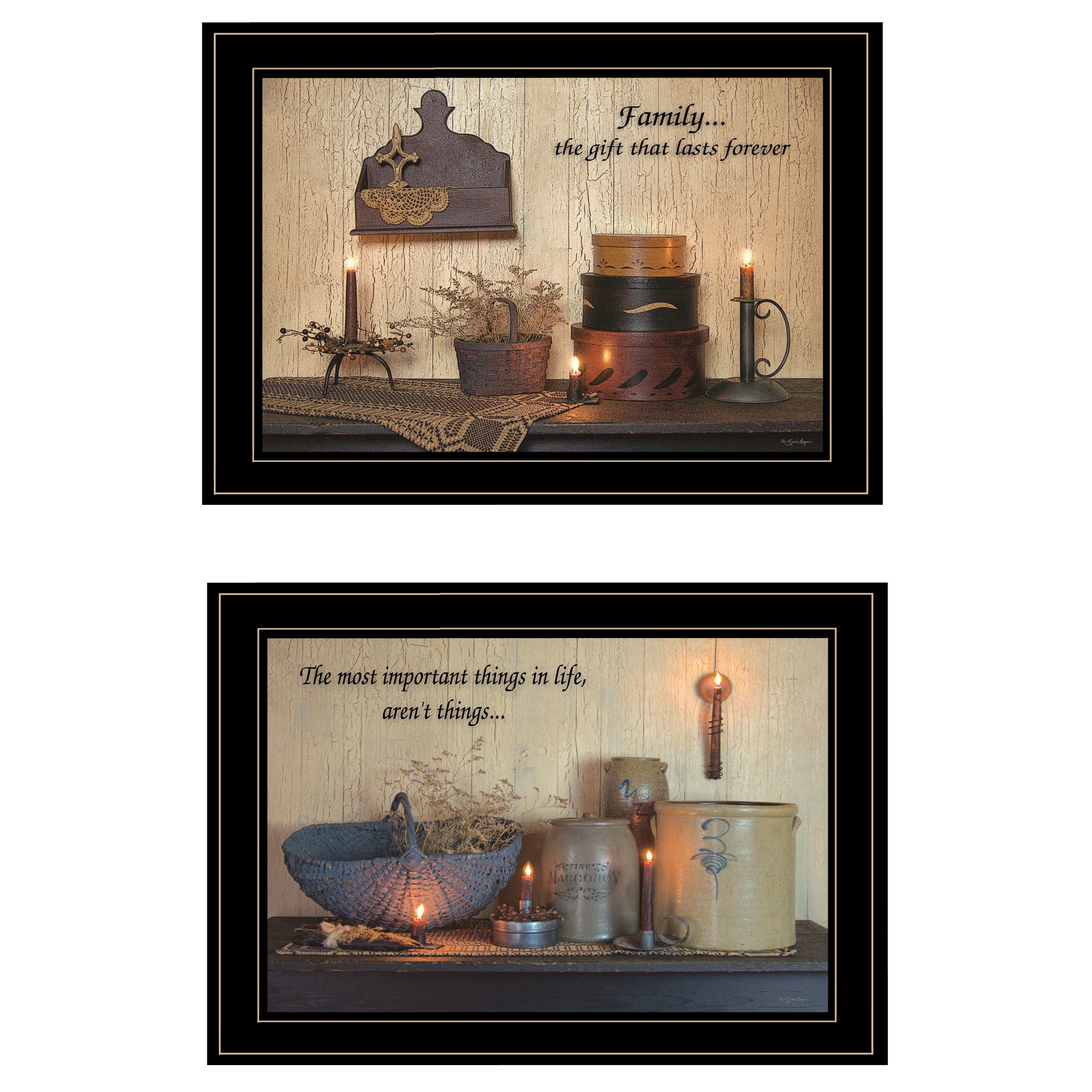 'Family Forever' 2-Piece Vignette By Susie Boyer, Ready to Hang Framed Print, Black Frame