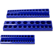 3 Piece metric Magnetic Socket Organizers, Socket Organizers for Toolboxes, Socket Organizer, Magnetic Socket Holder, Black Tool Box Organizer.3set,blue,Metric