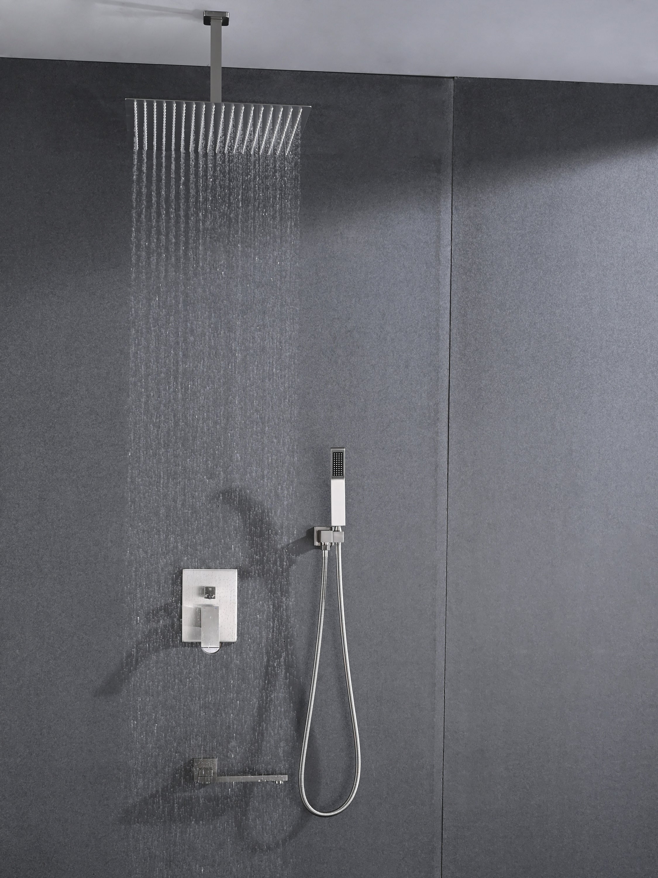 Ceiling Mounted Shower System Combo Set with Handheld and 16'Shower head