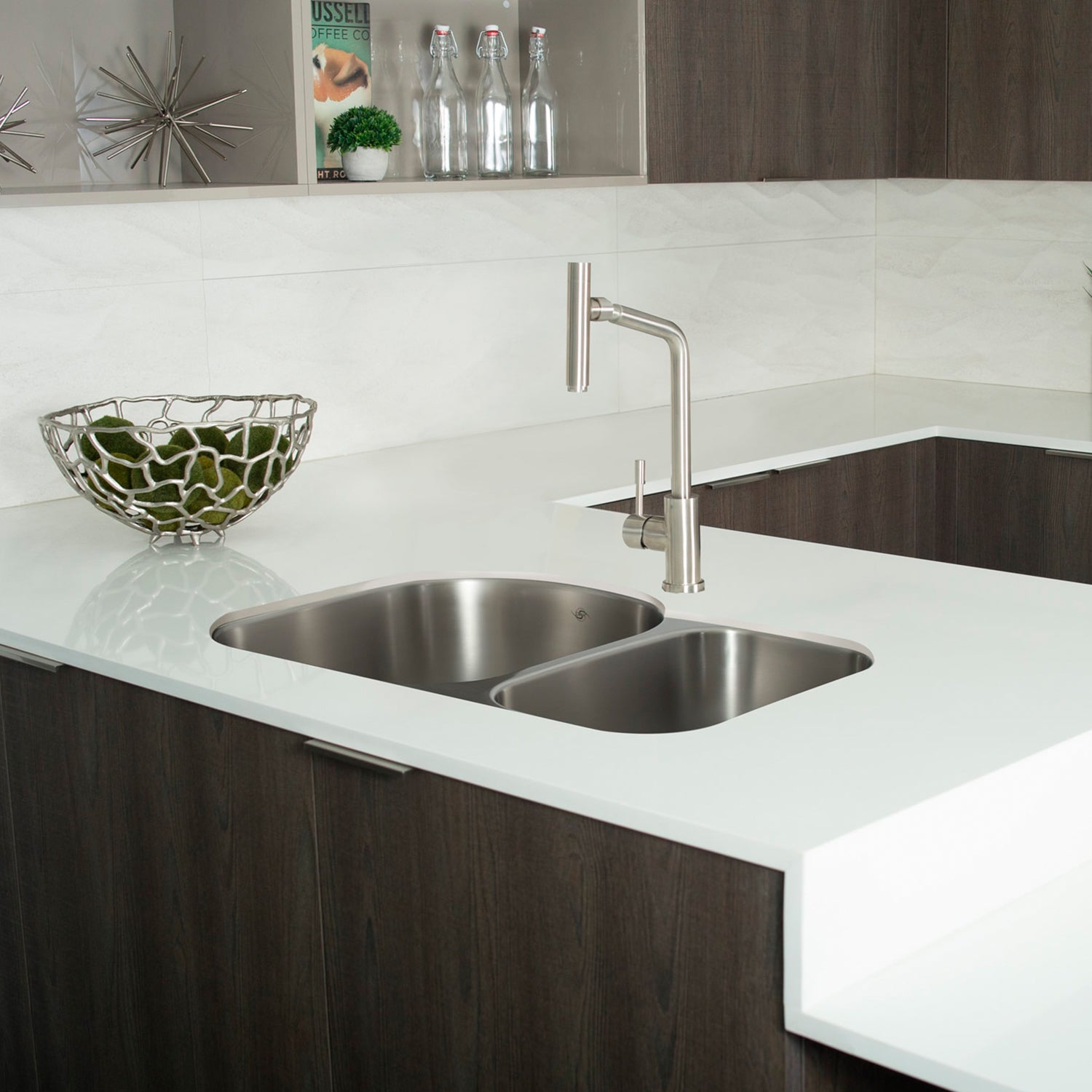 DAX 70/30 Double Bowl Undermount Kitchen Sink 31.5'x20.5' – Stainless Steel – Noise Reduction, Durable & Easy to Clean – Modern Kitchen Upgrade