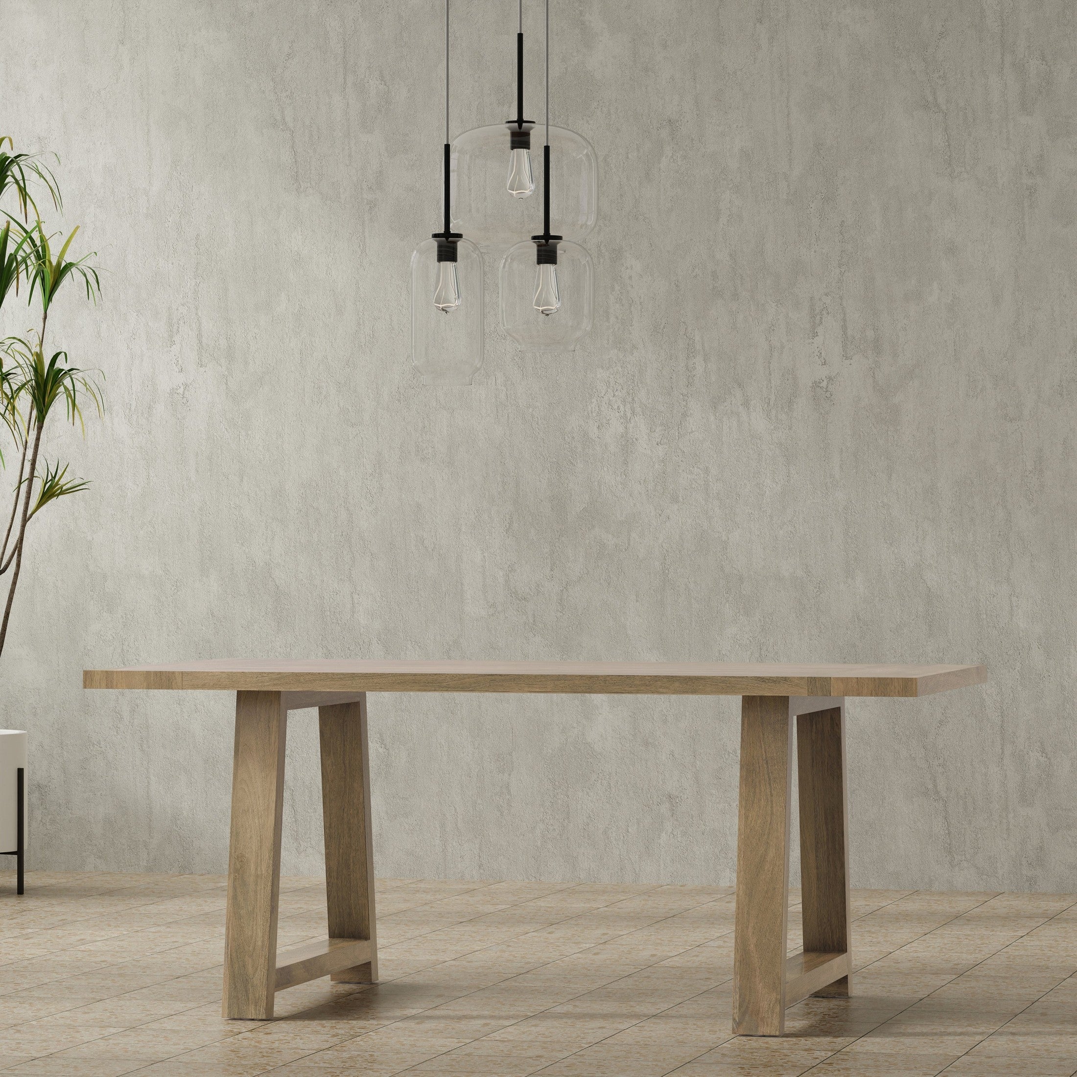 Whitley 72 inch Wide Solid Mango Farmhouse Dining Table in Grey Wash