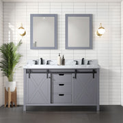 Dark Grey Double Bath Vanity 60 in. W x 22 in. D, with Carrara Marble Countertop
