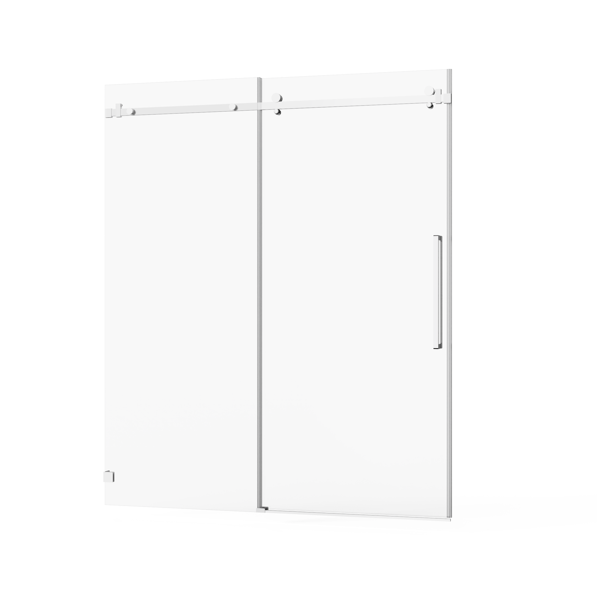 Goodyo Frameless Shower Door, Silent Sleek Sliding Glass Door, Chrome Tempered Glass, 60' W x 72' H