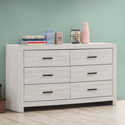 Sherwood Coastal White 6-drawers Dresser