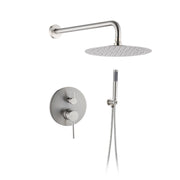 Wall Mounted Round Shower Combo Set with 10' Rain Shower head and Handheld Shower Head Set with Pressure Balancing Valve