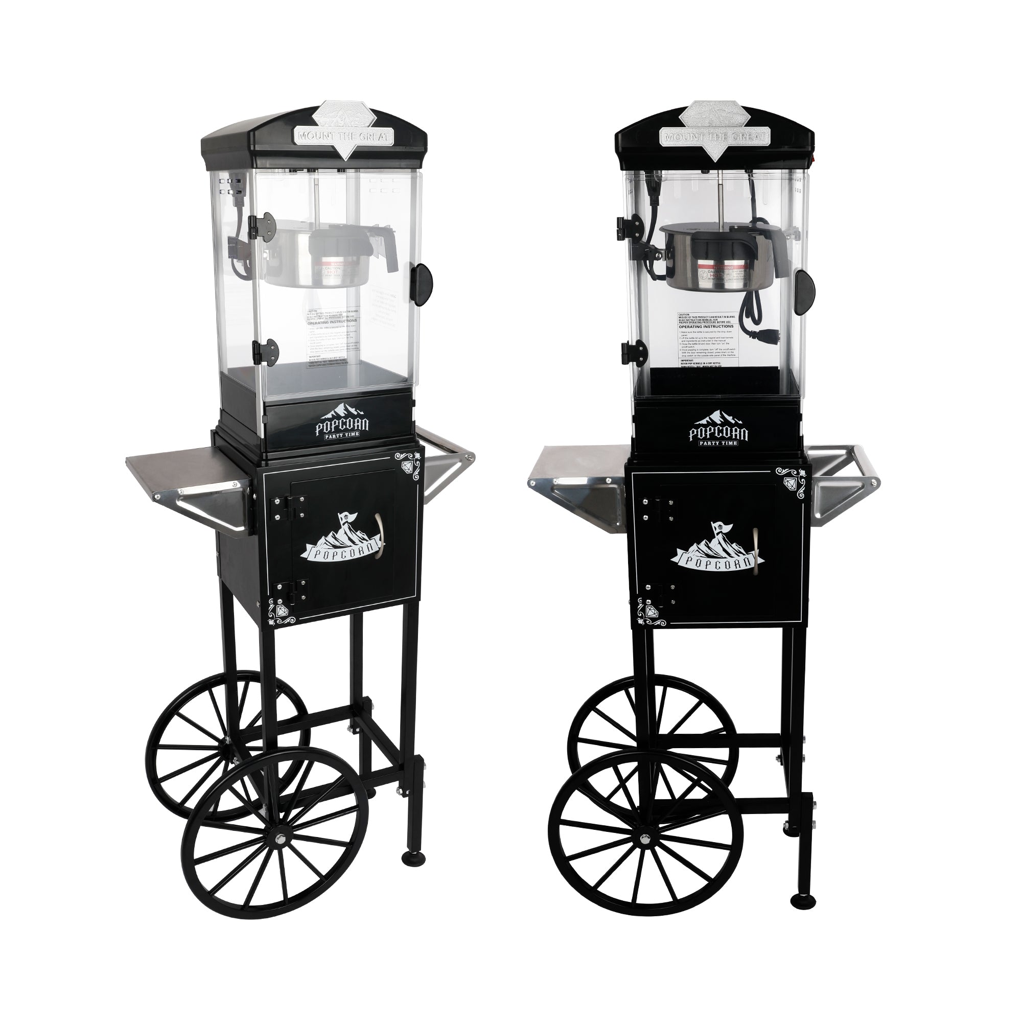 Popcorn Machine with Cart ,Wheels & 10 Oz Kettle Popcorn Maker Measuring 3 plastic spoon Home Theater Popcorn Machine-Black