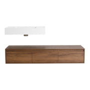 Modern Brown Ebony 60 Inch Wall-Mounted Bathroom Vanity with Resin Sink and Soft Close Drawer