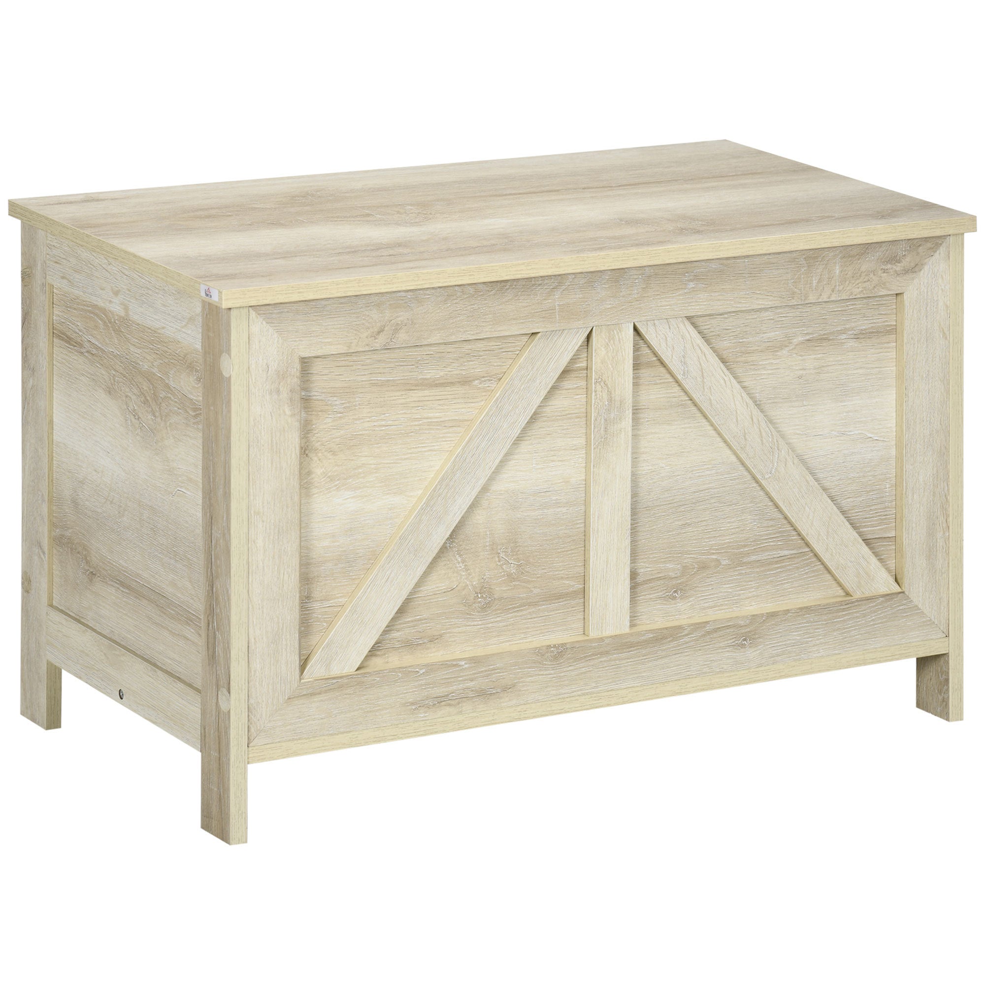 HOMCOM 30' Farmhouse Storage Chest, Lift Top Box Organizer with Safety Hinge to Open Up 150° for Bedroom, Entryway, Living Room, White