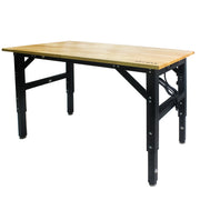 Metal Adjustable Worktable with Socket and Wooden Top.