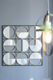 35.6' in Eclectic Styling Metal Beaded Black Wall Mirror with Contemporary Design for Bedroom,Liveroom & Entryway