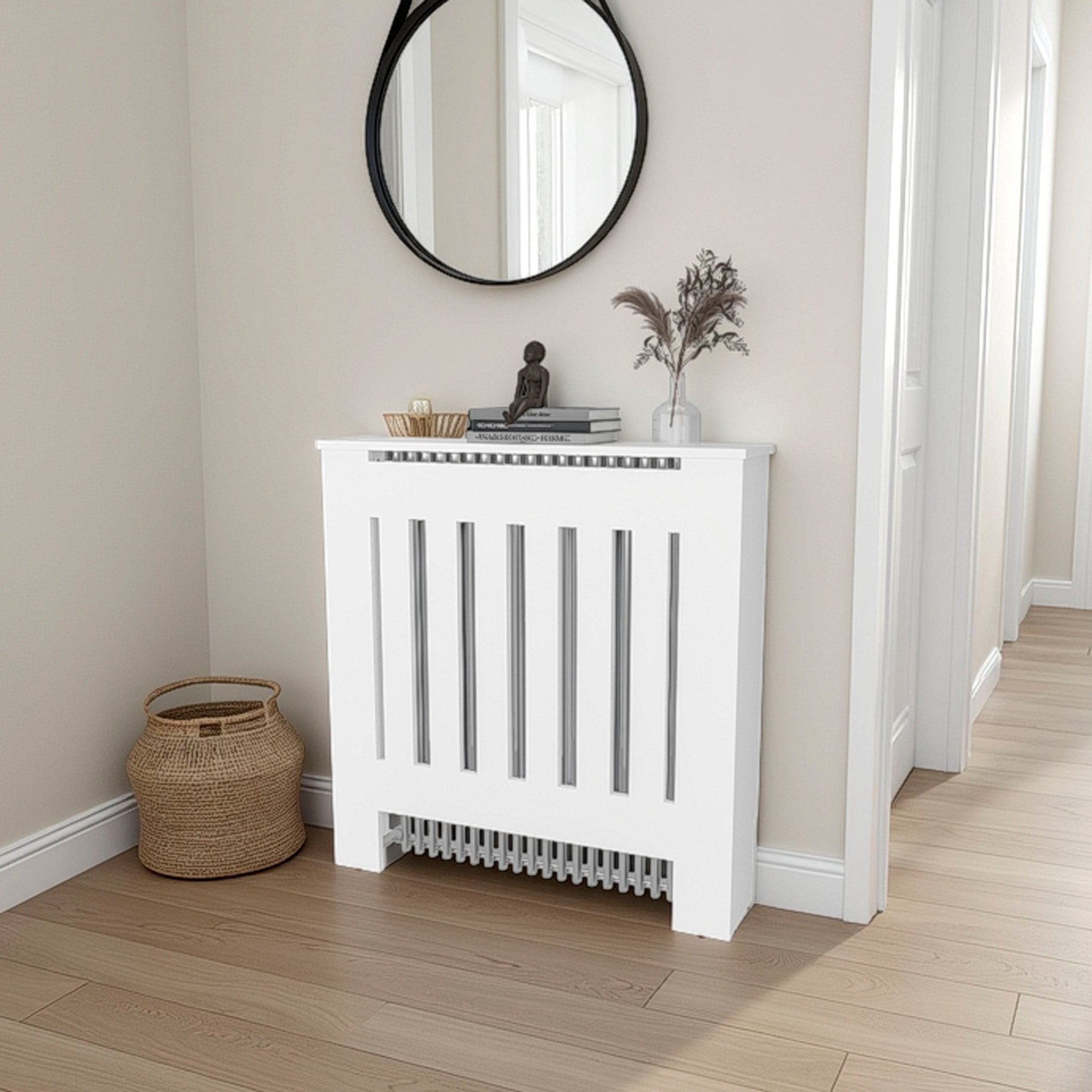 Radiator Cover Cabinet, 1 Shelf, White