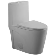 Modern Light Gray One-Piece Tornado Flush Toilet with Soft Close Seat and Dual Flush Siphonic S-Trap
