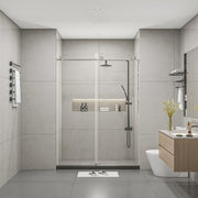 Frameless Shower Doors 60' Width x 76'Height with 3/8'(10mm) Clear Tempered Glass, Brushed Nicel Finish
