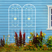 2 Pack Metal Garden Trellis 86.7' x 19.7' Rustproof Trellis for Climbing Plants Outdoor Flower Support Cream White