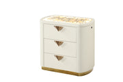 La Pierre Modern Style 3-Drawer Night stand Made with Wood and Gold Accents in Beige  same as B009P270815 (CA inventory)
