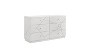 Manhattan Dresser – Geometric Design with Lacquer Finish & Red Velvet-Lined Drawers for Modern Bedrooms (INCLUDES DRESSER ONLY) White  same as B009P309293 (CA inventory)