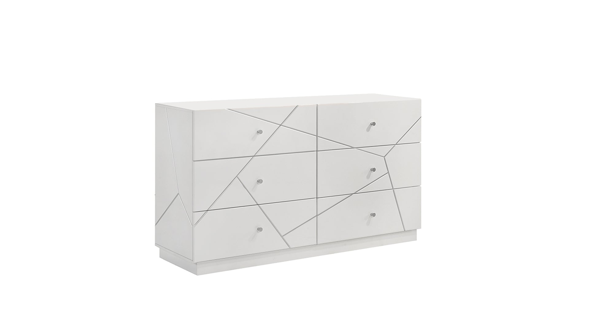 Manhattan Dresser – Geometric Design with Lacquer Finish & Red Velvet-Lined Drawers for Modern Bedrooms (INCLUDES DRESSER ONLY) White same as G150108682  (NJ inventory)