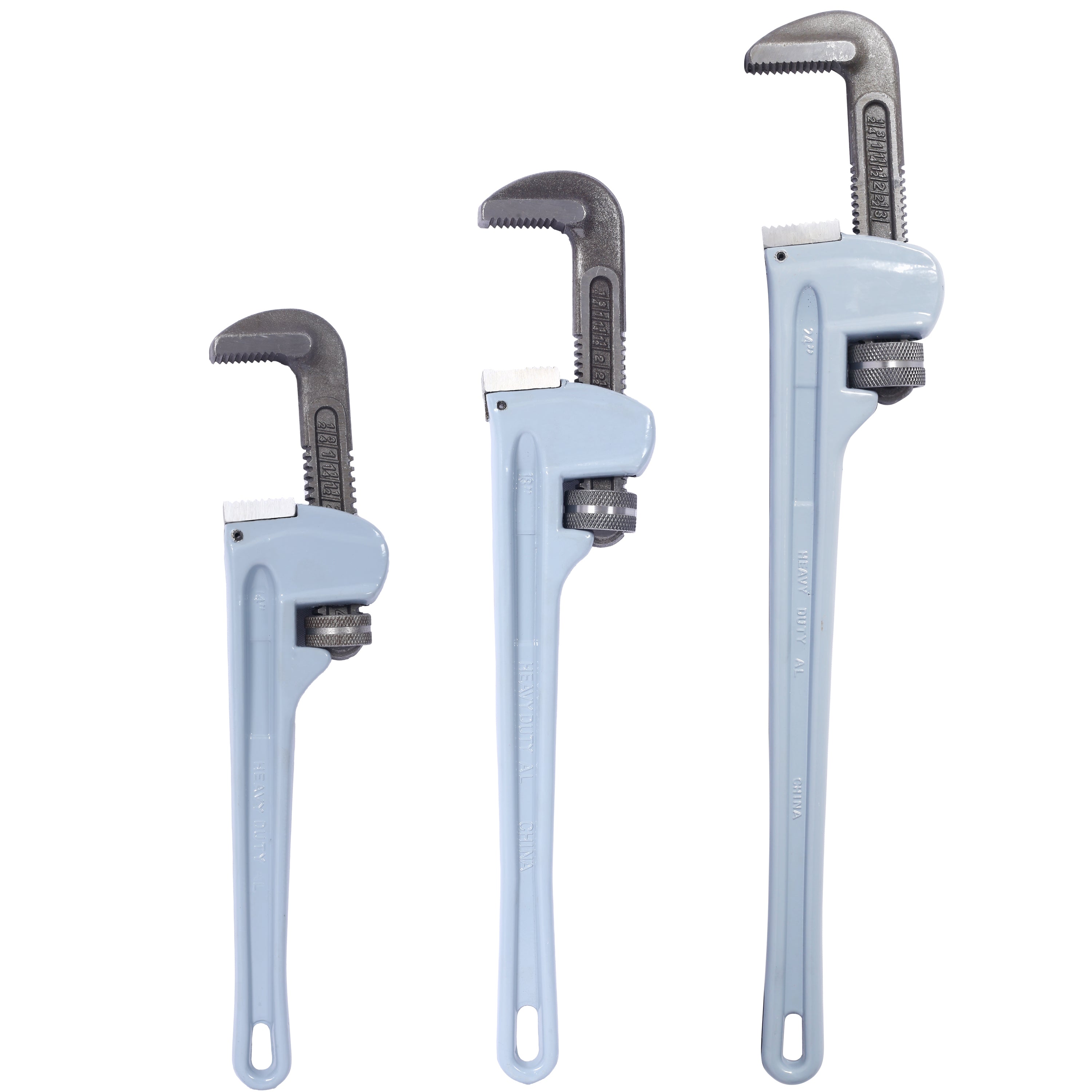 3PCS Aluminium Pipe Wrench Adjustable Jaw Plumbing Pipe Wrench (14' 18' 24' inch) Pipe Wrench Set