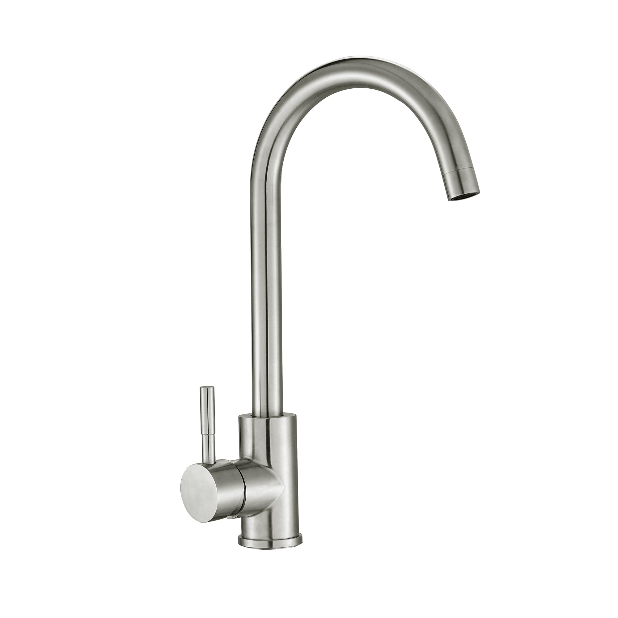 Modern Kitchen Sink Faucet with Single Handle, Brushed Nickel Finish, Stainless Steel, 14.8 Inch Height