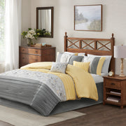 Embroidered 7 Piece Comforter Set Yellow Cal King