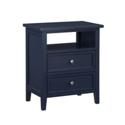 Weston Midnight Blue 2 Drawer Nightstand with Nickel Knobs