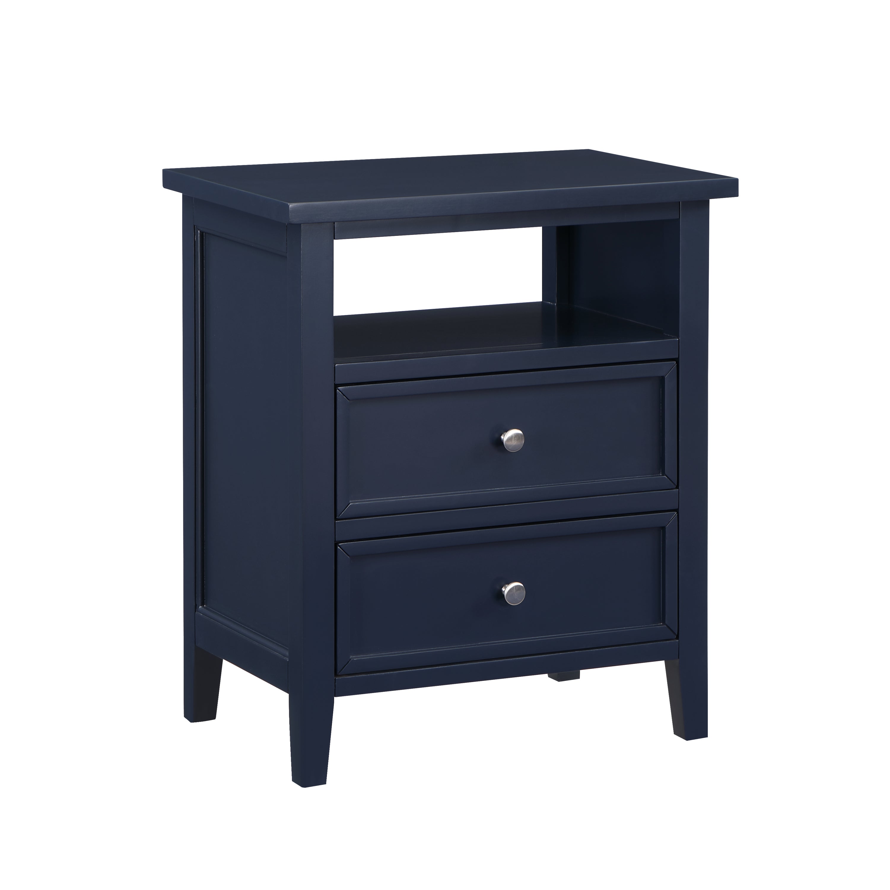 Weston Midnight Blue 2 Drawer Nightstand with Nickel Knobs