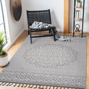 LOOM & LUXE Collection 5X7 Gray/White /Medallion Indoor/Outdoor Area Rug
