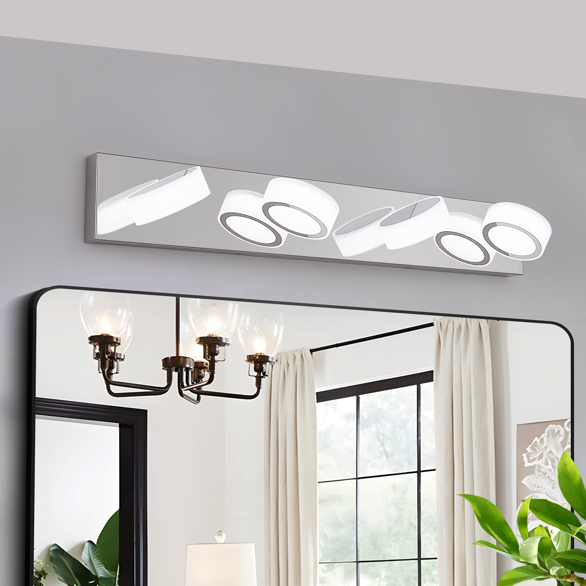 29' Modern 4-Light LED Vanity Light, Sleek Chrome Bathroom Wall Light Fixture for Mirror, Shower, and Bathroom Decor