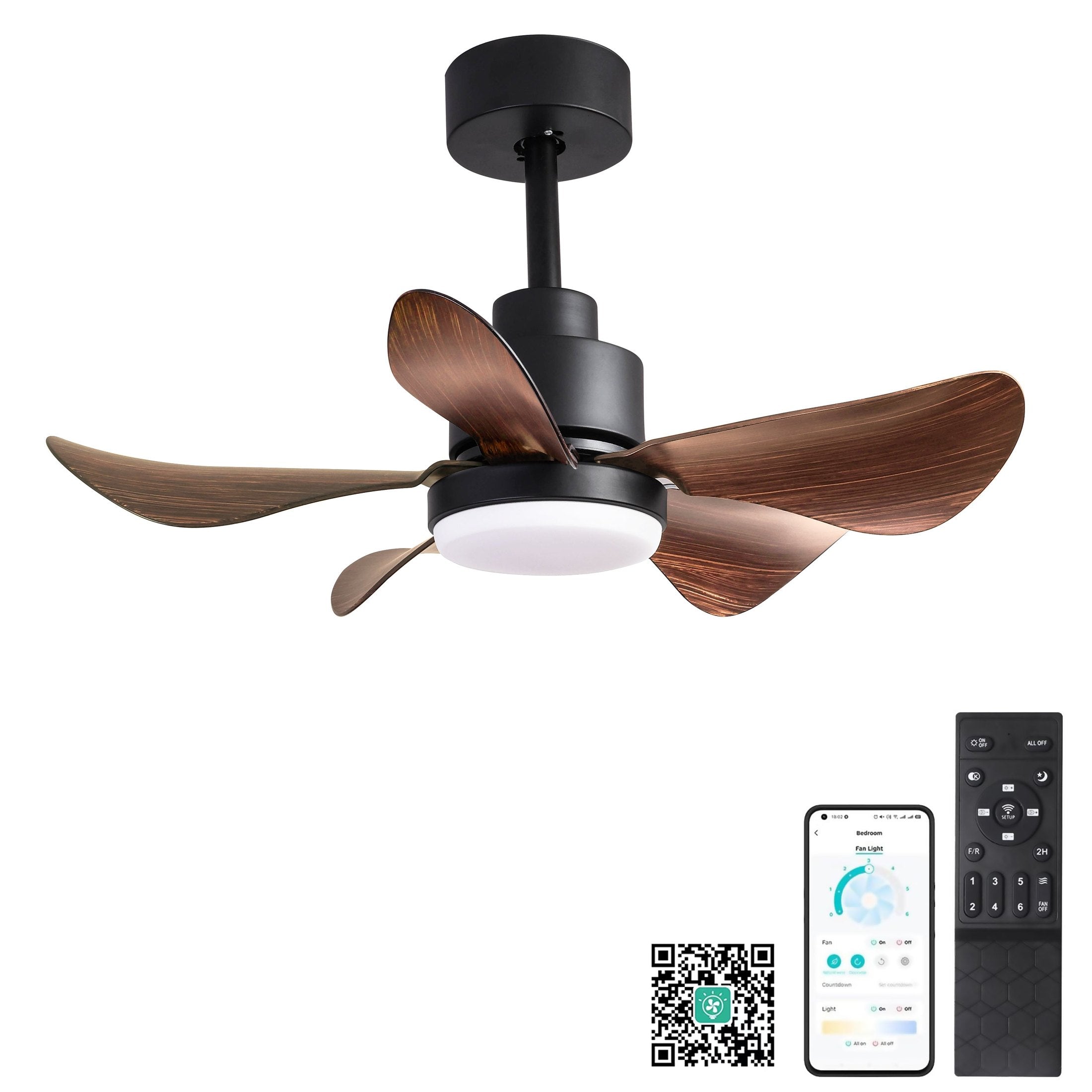 28 lnch Ceiling Fan with Lights Remote Control,Small Ceiling Fan Flush Mount, 5 Reversible Blades, Low Profile Ceiling Fan 6 Speeds 3 Colors for Bedroom Kitchen