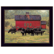 'By the Red Barn' by Bonnie Mohr, Ready to Hang Framed Print, Black Frame
