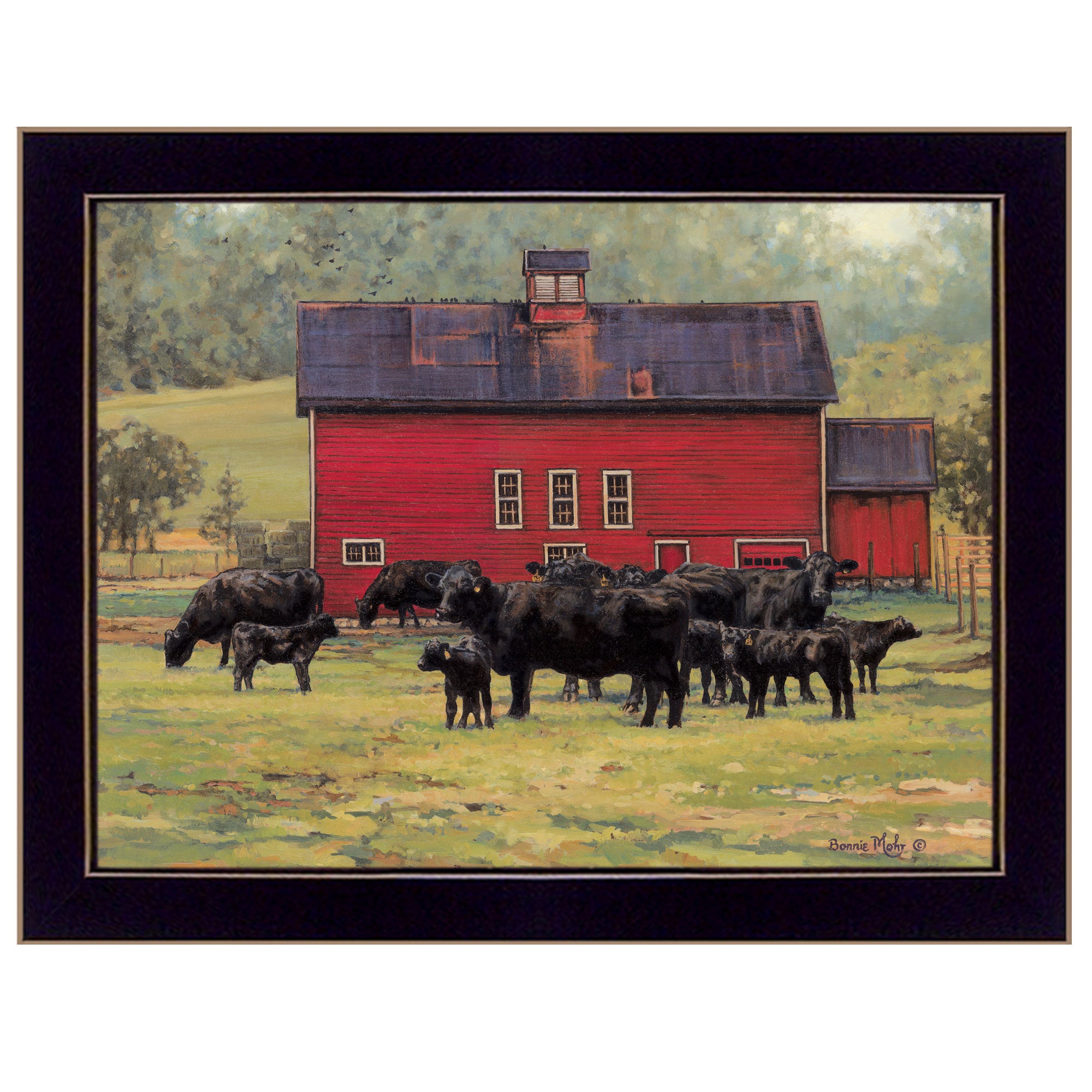 'By the Red Barn' by Bonnie Mohr, Ready to Hang Framed Print, Black Frame