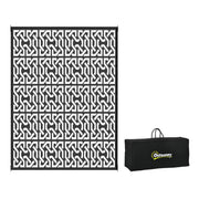 Outsunny Reversible Outdoor Rug, 9' x 12' Waterproof Plastic Straw Floor Mat, Portable RV Camping Carpet with Carry Bag, Large Floor Mat for Backyard, Deck, Picnic, Beach, Black & White Chain