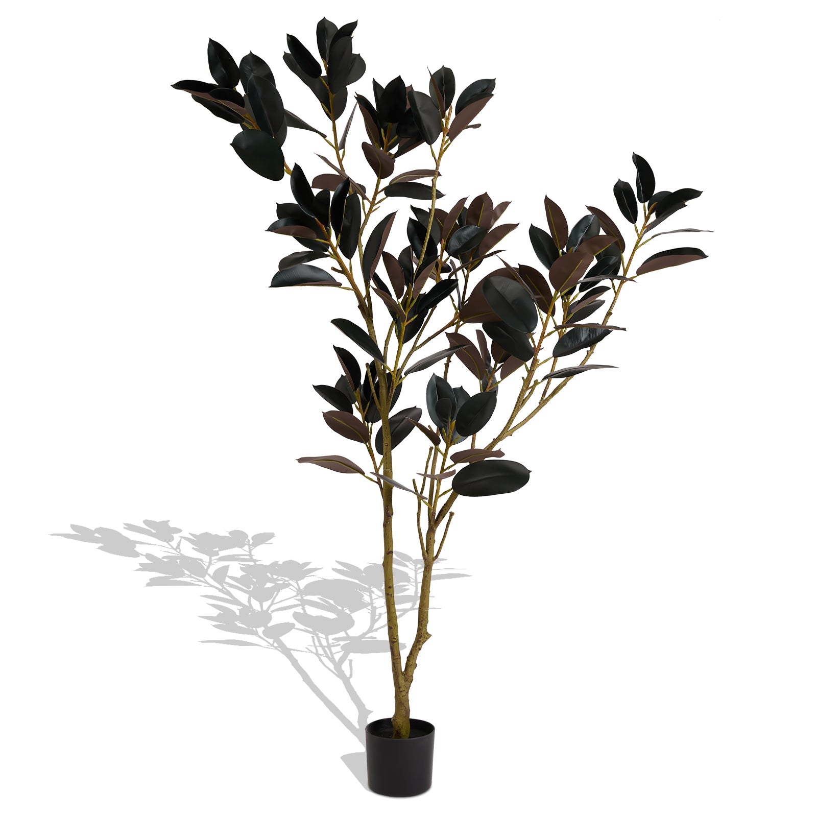 Artificial Rubber Tree, 6FT Tall Fake Plant for Indoor Home, Office, Living Room, Patio, or Porch Decoration, 1pc/set