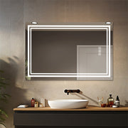 Bright LED Bathroom Mirror 48' x 36' Front Light, 5 Mins Defog, Full HD Reflected, 3 Colors Dimmable, Wall Mounted