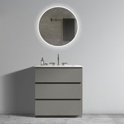 Tia 30' Gray Bathroom Vanity with Sink with 3 Faucet Holes, Large Storage Freestanding Bathroom Vanity for Modern Bathroom, One-Piece White Sink Basin without Drain and Faucet, Pre-assembledT
