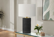 Lighting, 24'h, Table Lamp, Black Resin, Ivory / Cream Shade, Contemporary