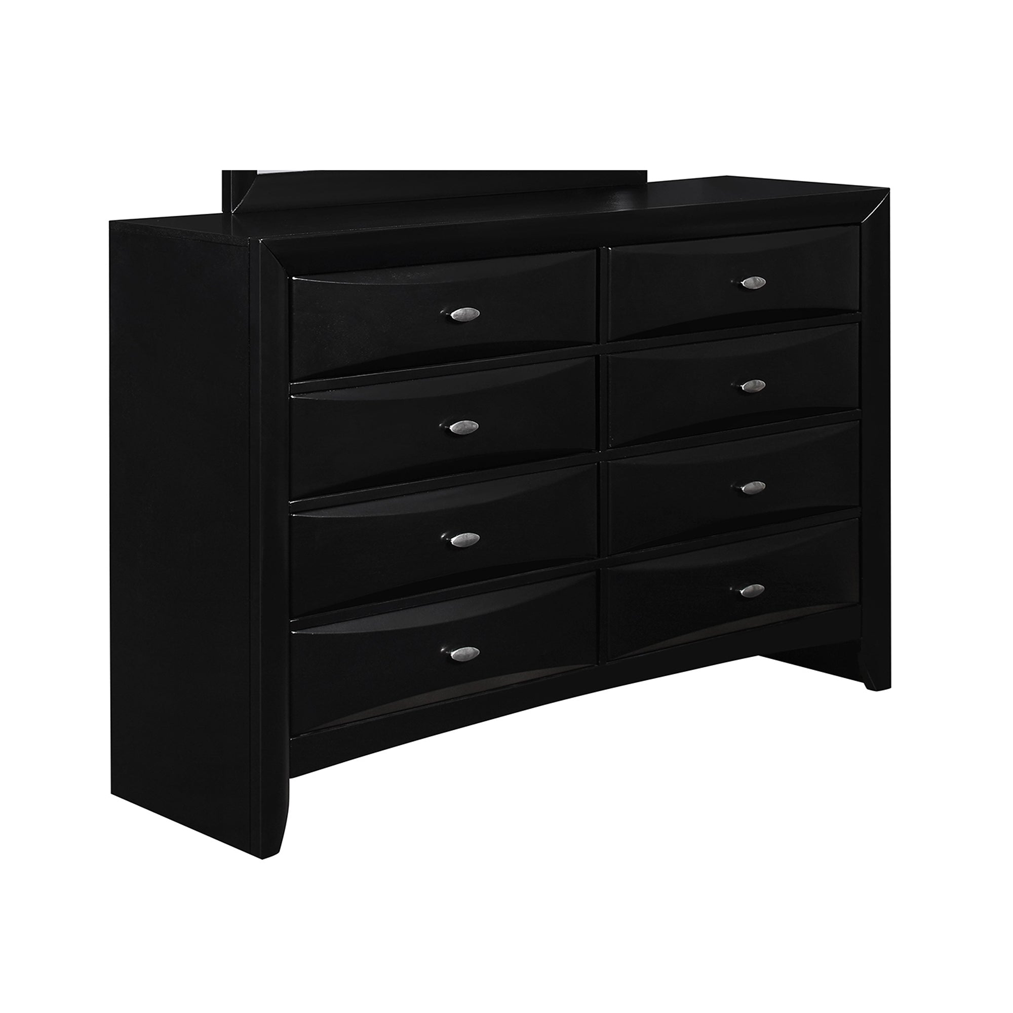 Lucille Modern Black Wood Dresser with Spacious Drawers and Chambered Fronts