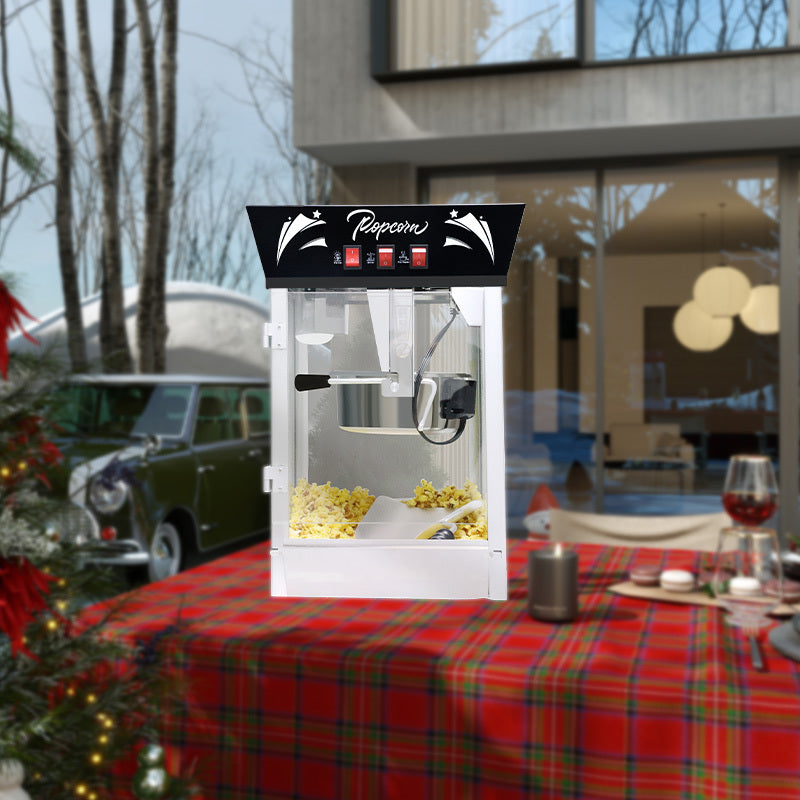 Commercial Popcorn MAKER Machine, 12 Ounce Kettle Stainless Steel Popcorn Maker with Tempered Glass, Warming Deck, 850W Countertop Popcorn Popper for Parties, Events, and Home Theater, Black