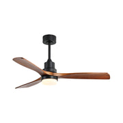 52 Inch Indoor Ceiling Fan With Dimmable Led Light 3 Solid Wood Blades Remote Control Reversible DC Motor Black For Living Room