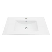 Contemporary 36x18 White Rectangular Single Vanity Top with 1 Faucet Hole Ceramic Construction