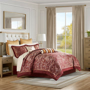 12 Piece Comforter Set with Cotton Bed Sheets Red King