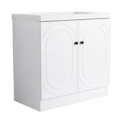 Modern Bathroom Vanity with White Resin Sink & Soft-Close Cabinet Doors, Durable Plywood, 36 Inch
