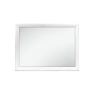 Transitional Style White Mirror with Wood Trim and Solid Wood+MDF Construction