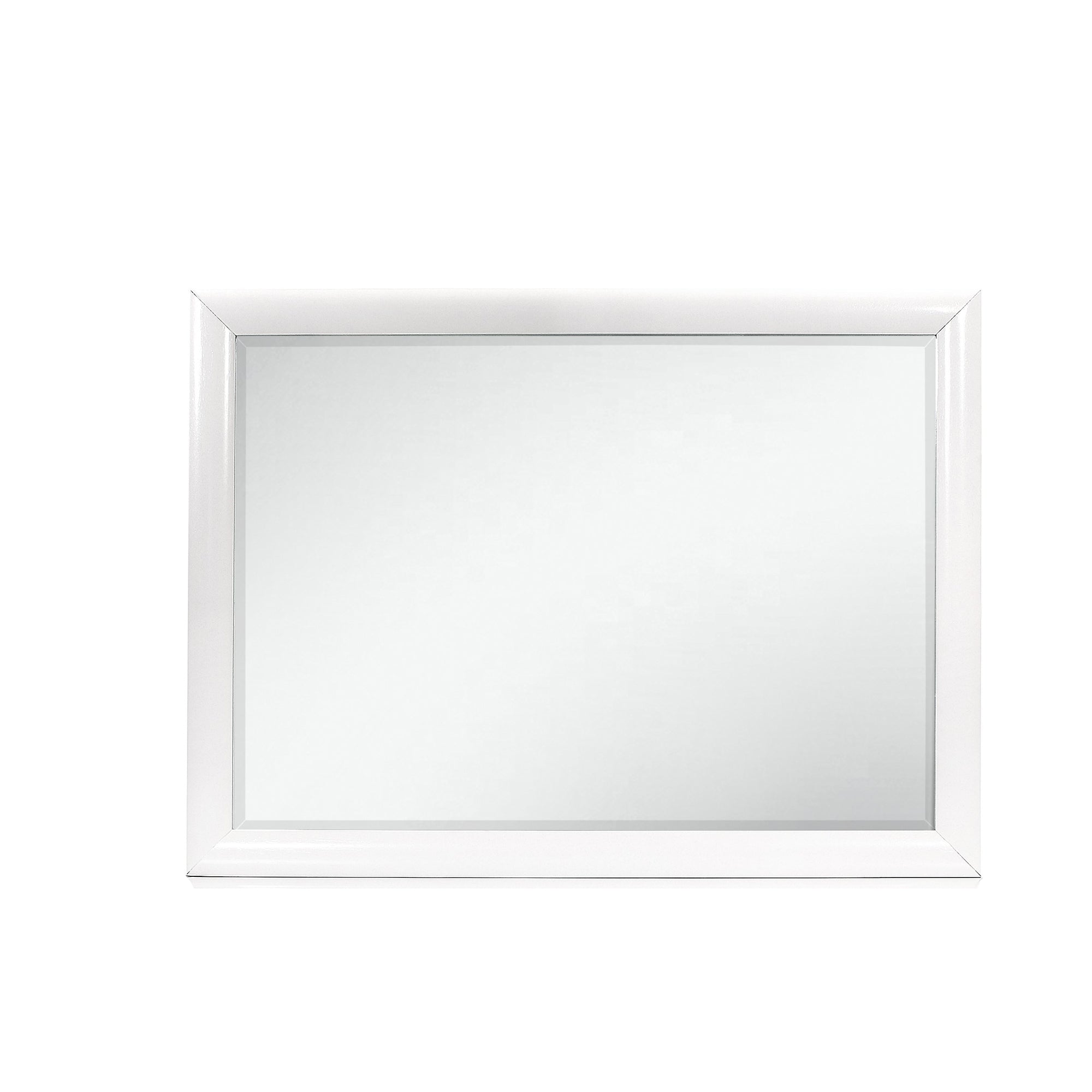 Transitional Style White Mirror with Wood Trim and Solid Wood+MDF Construction