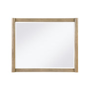 Sarai Brown Mirror with Sleek Wood Frame and Rounded Sides, Brown Rubber Wood, 47 x 38 inches