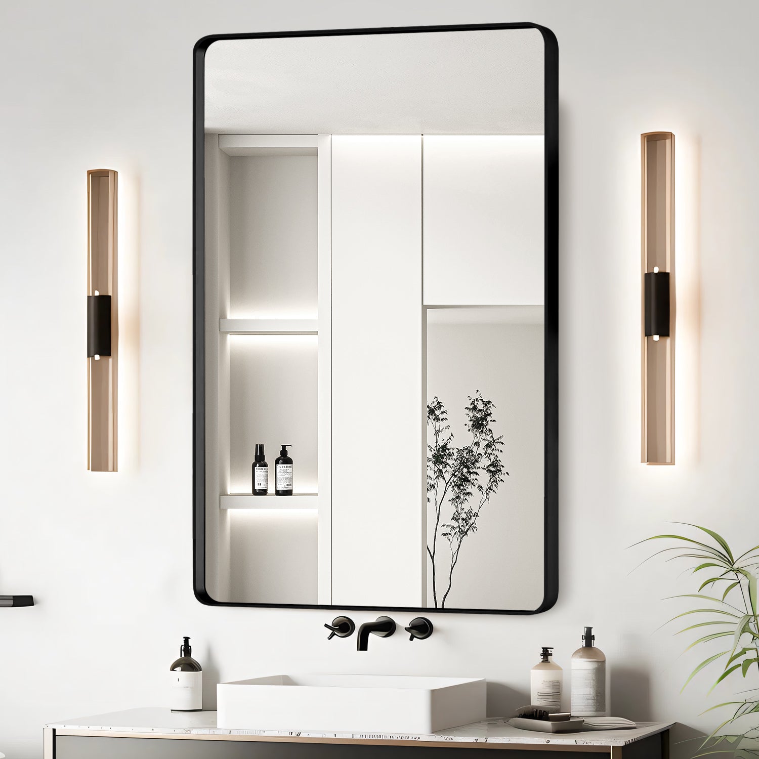 23x30 Inch Black Aluminium Frame Bathroom Mirror