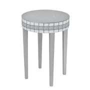 Artisanal Round Mirror Breakfast Table with Diamond-Cut Pedestal Space-Saving Bistro-Style Table for Morning Coffee & DiningTempered & Compact Design