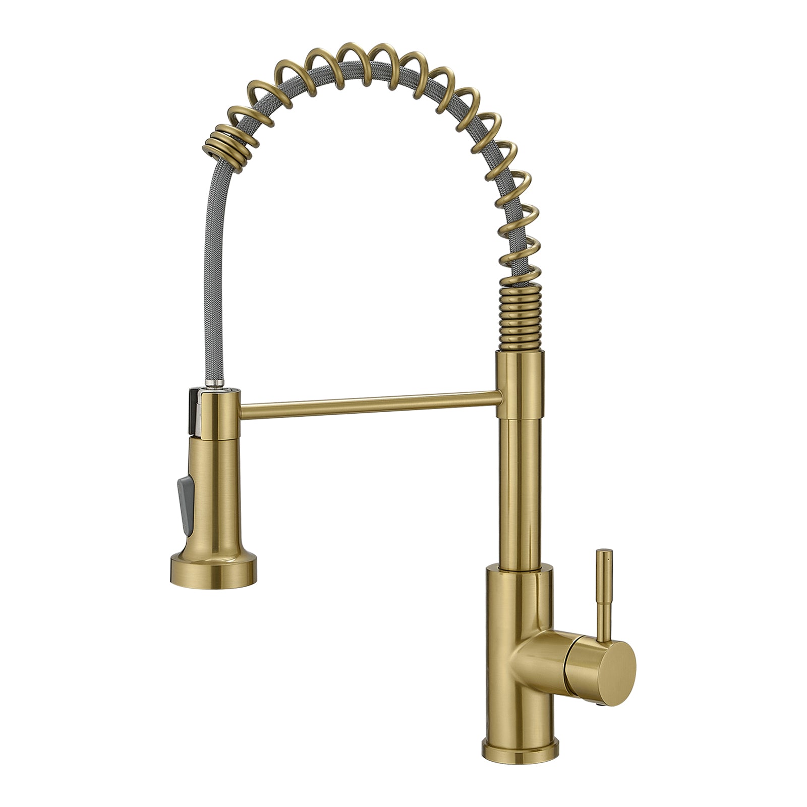 Kitchen Faucet with Pull Down Sprayer Brushed Gold Stainless Steel Single Handle Pull Out Spring Sink Faucets
