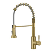 Kitchen Faucet with Pull Down Sprayer Brushed Gold Stainless Steel Single Handle Pull Out Spring Sink Faucets