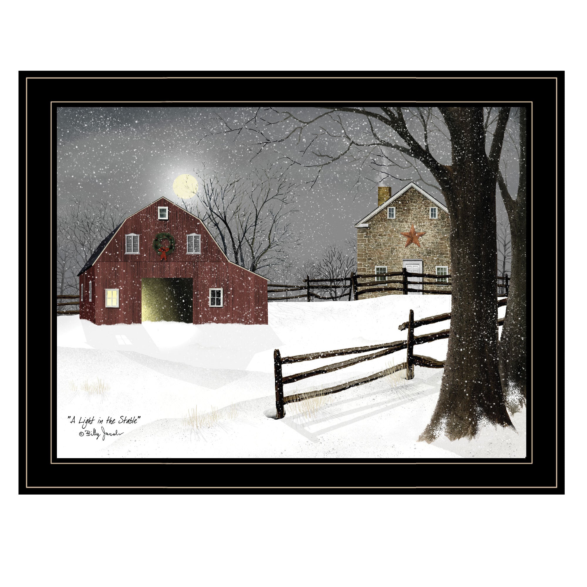 'Light in the Stable' By Billy Jacobs, Ready to Hang Framed Print, Black Frame